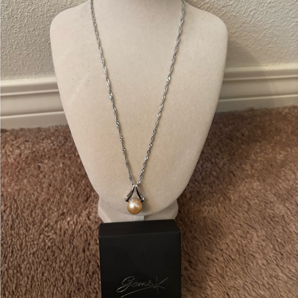 Gems Tv 925 Pearl Necklace 18” Adjustable New